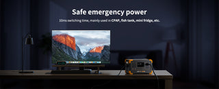 Monitor displaying a mountain scene with a power station labeled 