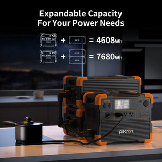 Power station with expandable capacity for power needs, shown on a table.