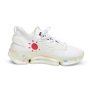White sneaker with a red sun design- RC city
