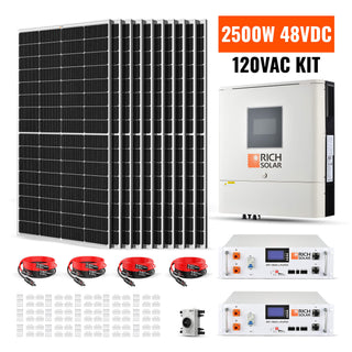 2500W 120V Kit from Rich Solar with 48V batteries stackable