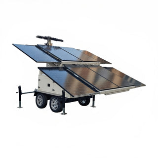 Solar panel system on a trailer with two large solar panels 