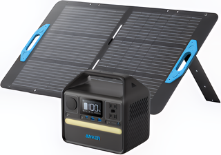 Portable power station with a solar panel 