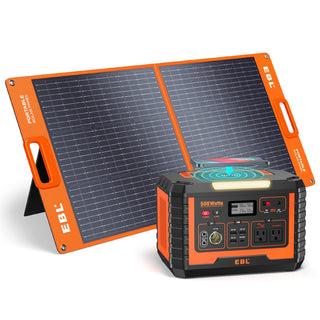 EBL portable power station with solar panel.