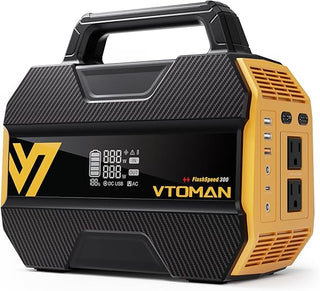 Black and yellow portable power station with VTOMAN branding.