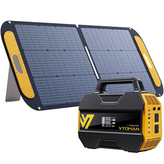 Solar panel and power station with VToman branding .