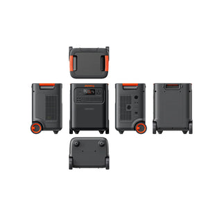 Set of black portable power stations with orange accents- RC city