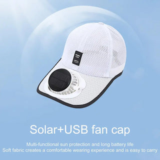White cap with solar and USB fan feature - RC city