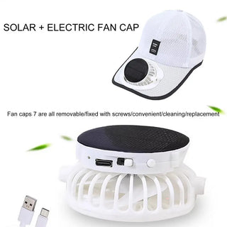 Solar and electric fan cap with USB cable - RC city