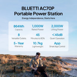 BLUETTI AC70P portable power station with specifications- RC city