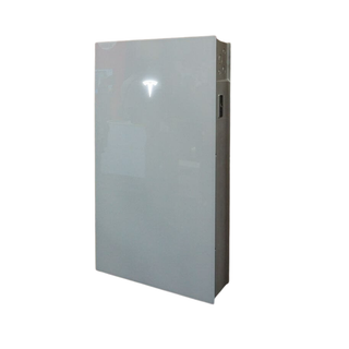 Tesla Powerwall 3 battery with white background LED logo turned on