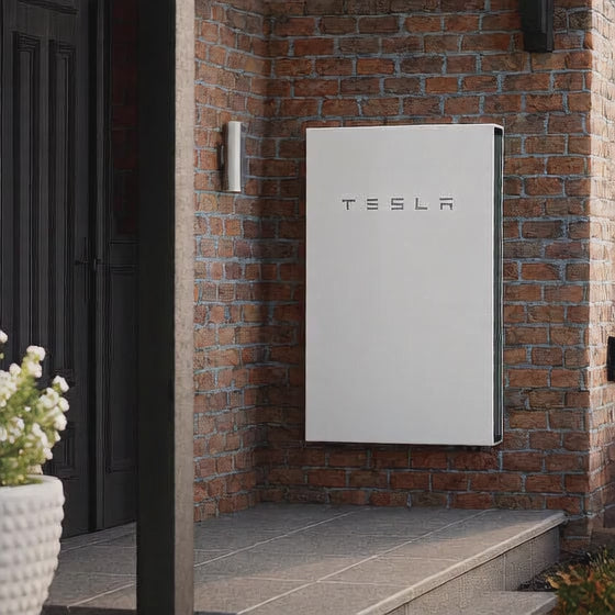 Tesla Powerwall 2 13.5 kWh installed on a brick wall video zooming in
